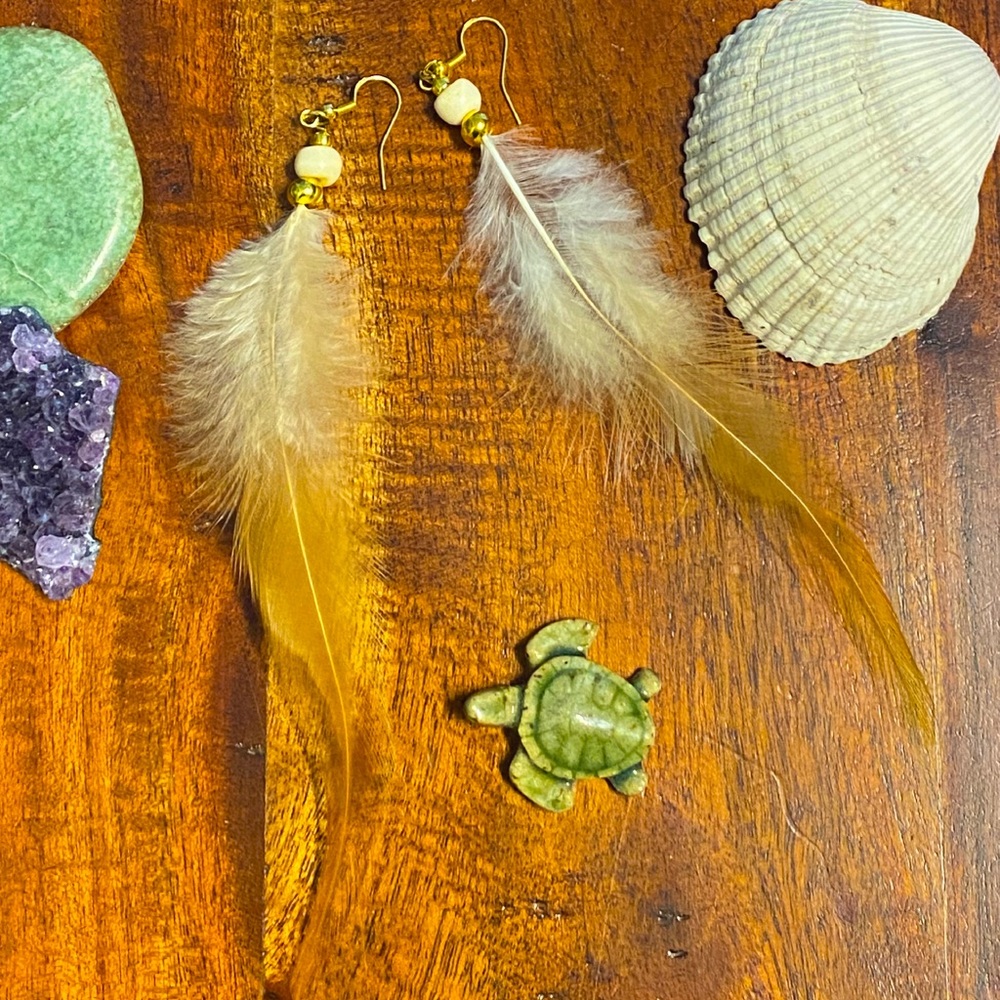 Natural Long Feather Earrings